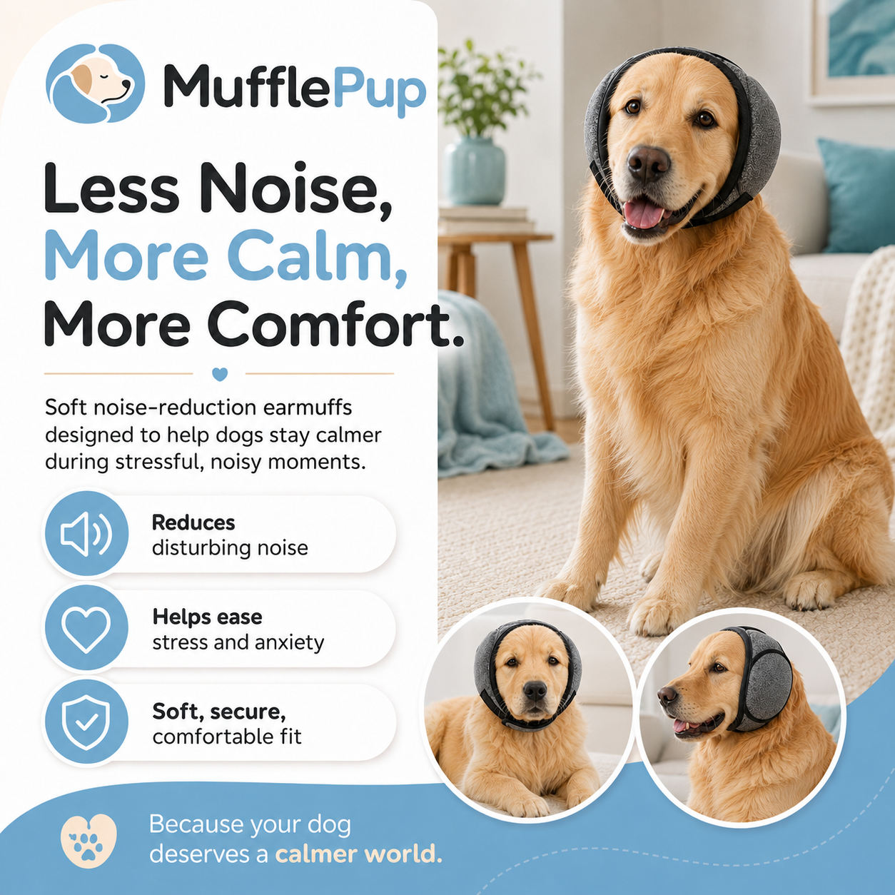 Muffle Pup™Noise Reducing Ear Protection for Dogs